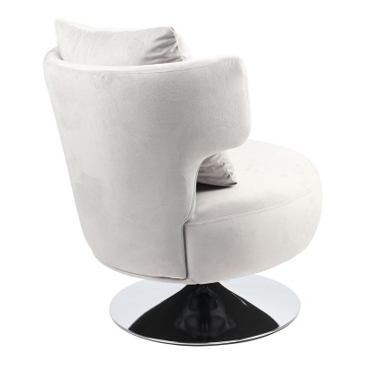 Fauteuil avec coussin tissu velours gris 76x67x76 cm