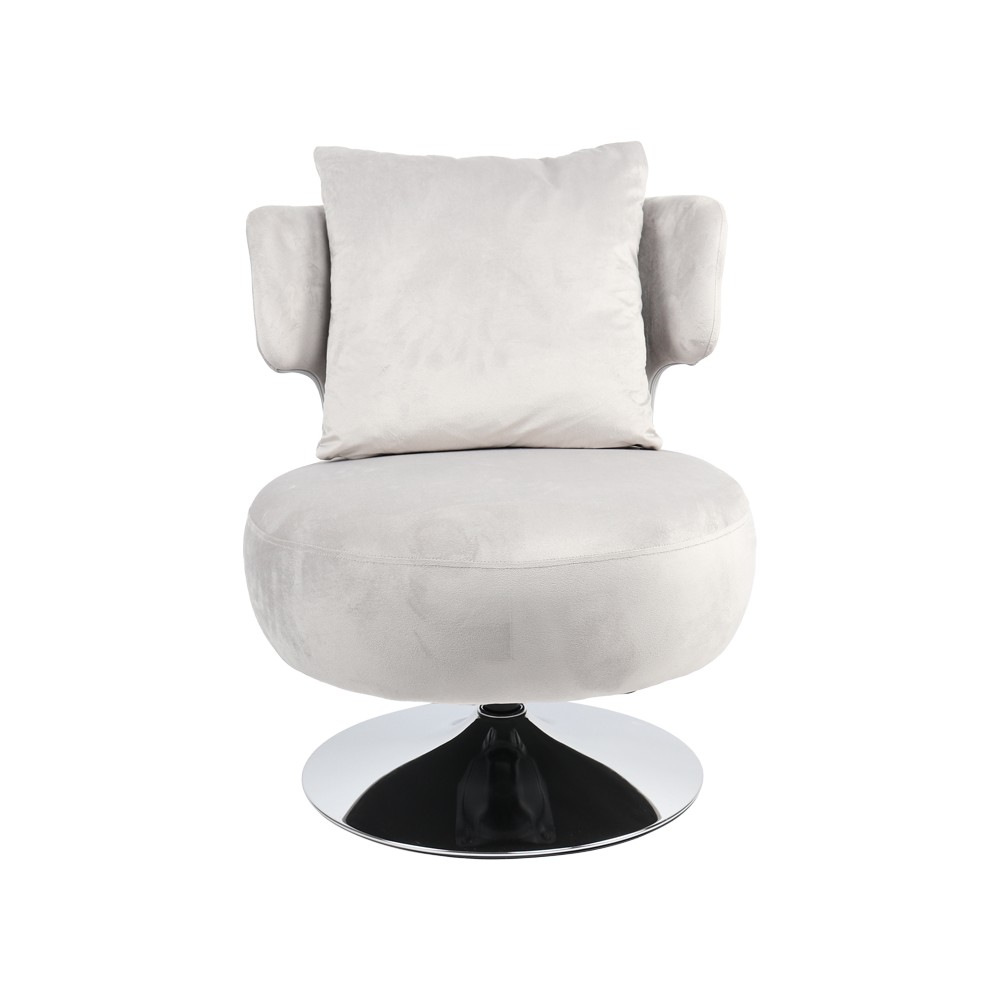 Fauteuil avec coussin tissu velours gris 76x67x76 cm