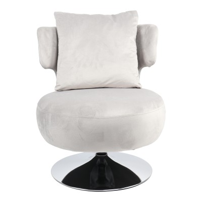 Fauteuil avec coussin tissu velours gris 76x67x76 cm