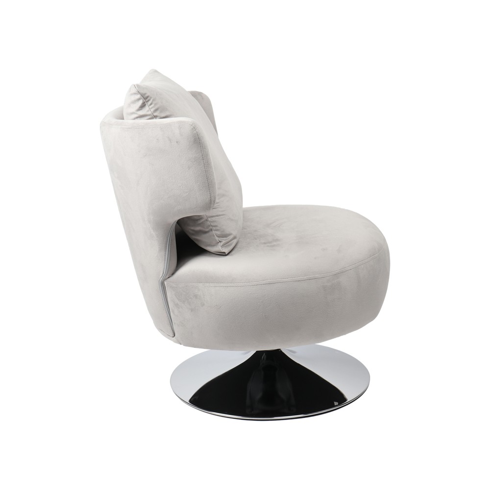 Fauteuil avec coussin tissu velours gris 76x67x76 cm