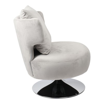 Fauteuil avec coussin tissu velours gris 76x67x76 cm