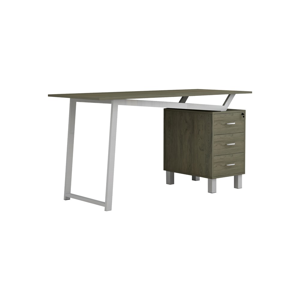 Bureau Prosper 3 tiroirs bois mélamine naturel-blanc140x60x76 cm