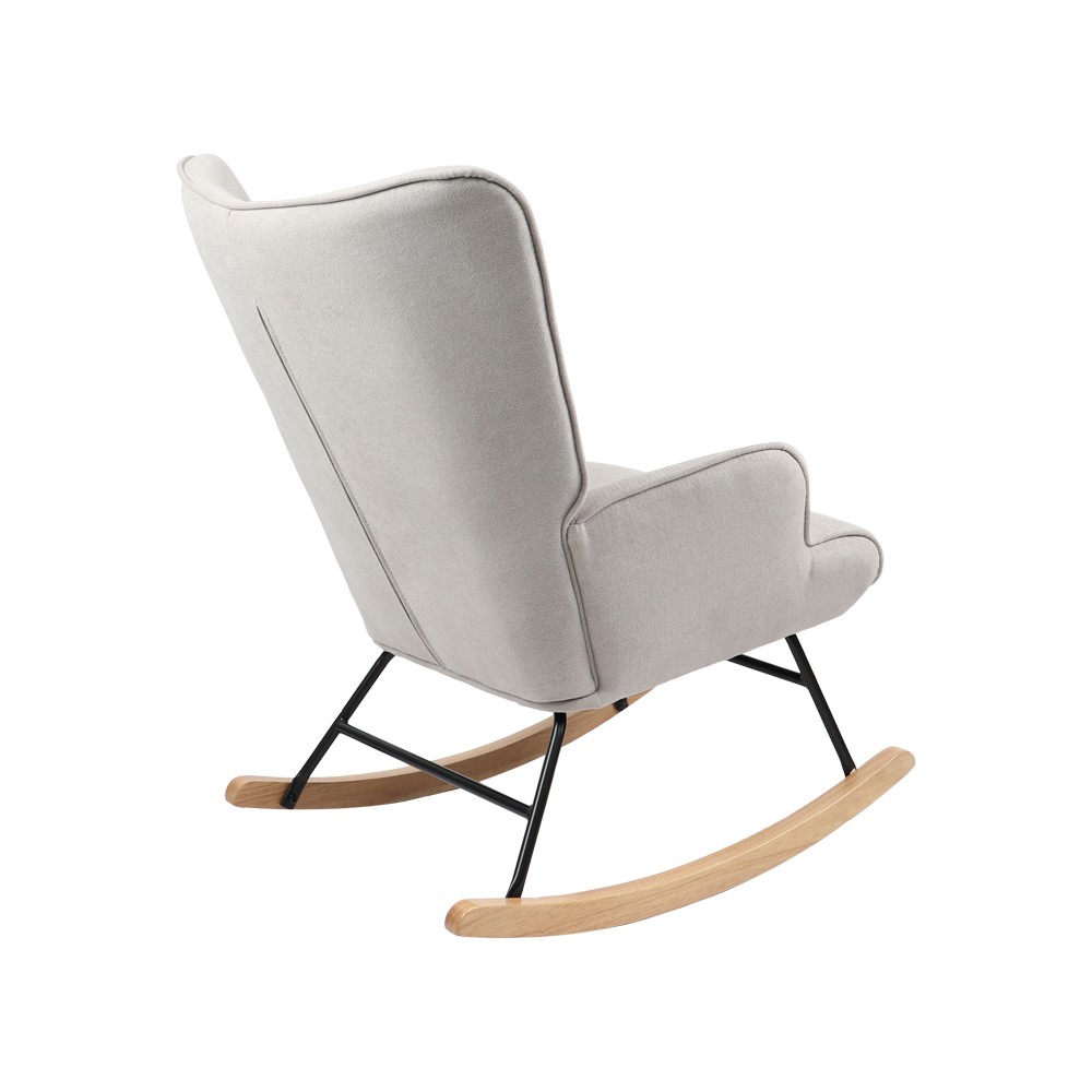 Fauteuil à bascule Georgia tissu gris clair-naturel 75x71x95cm