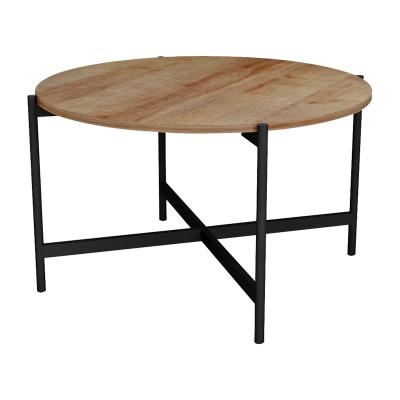 Table basse Aisle Bois mélamine naturel noir D80x45 cm