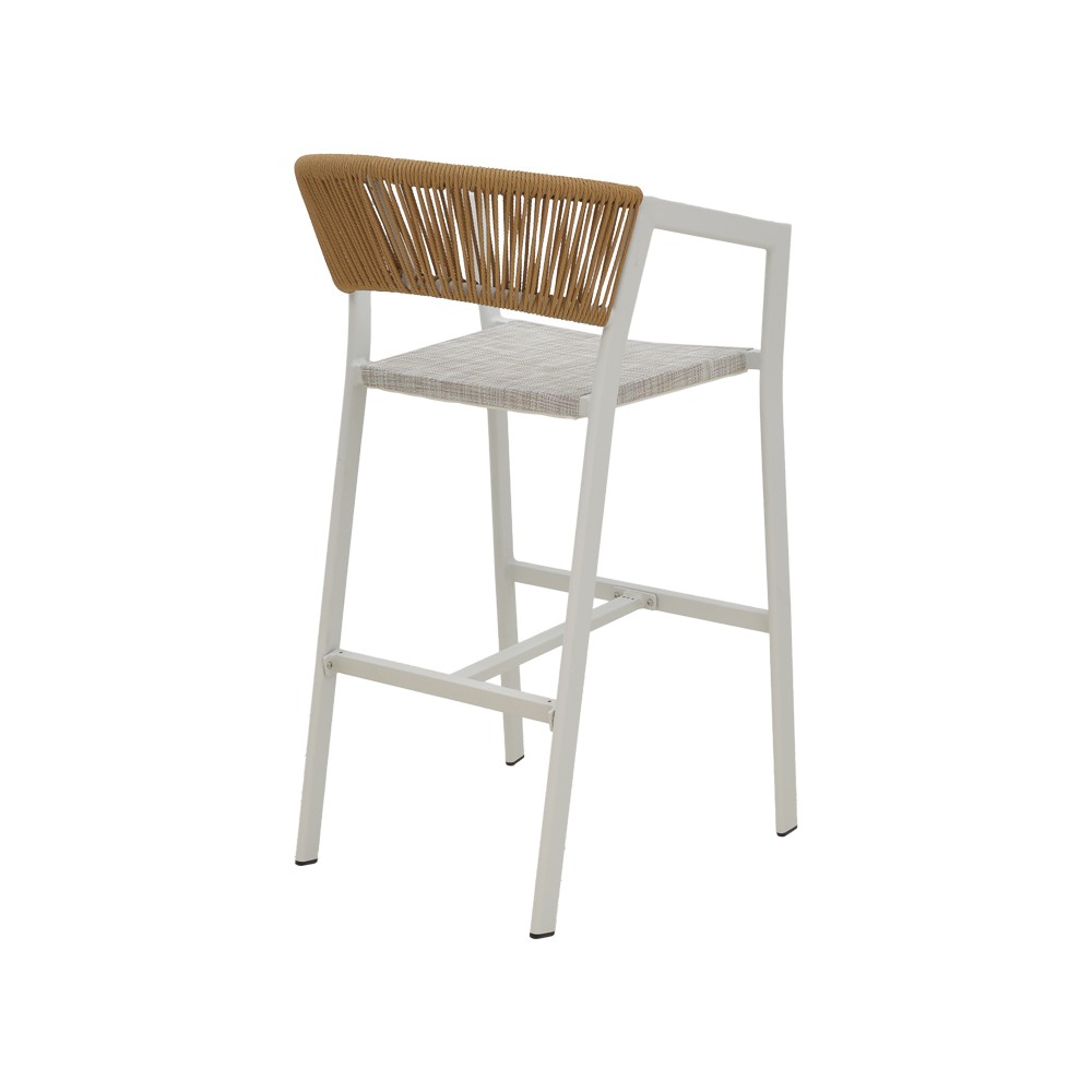 Tabouret de bar en aluminium rotin blanc 53x58x103 cm

