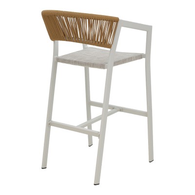Tabouret de bar en aluminium rotin blanc 53x58x103 cm
