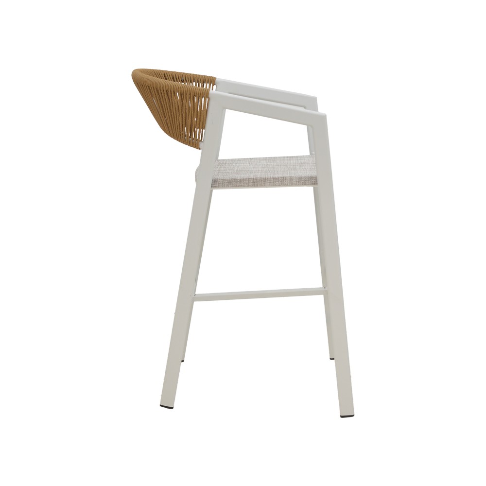 Tabouret de bar en aluminium rotin blanc 53x58x103 cm
