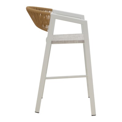 Tabouret de bar en aluminium rotin blanc 53x58x103 cm
