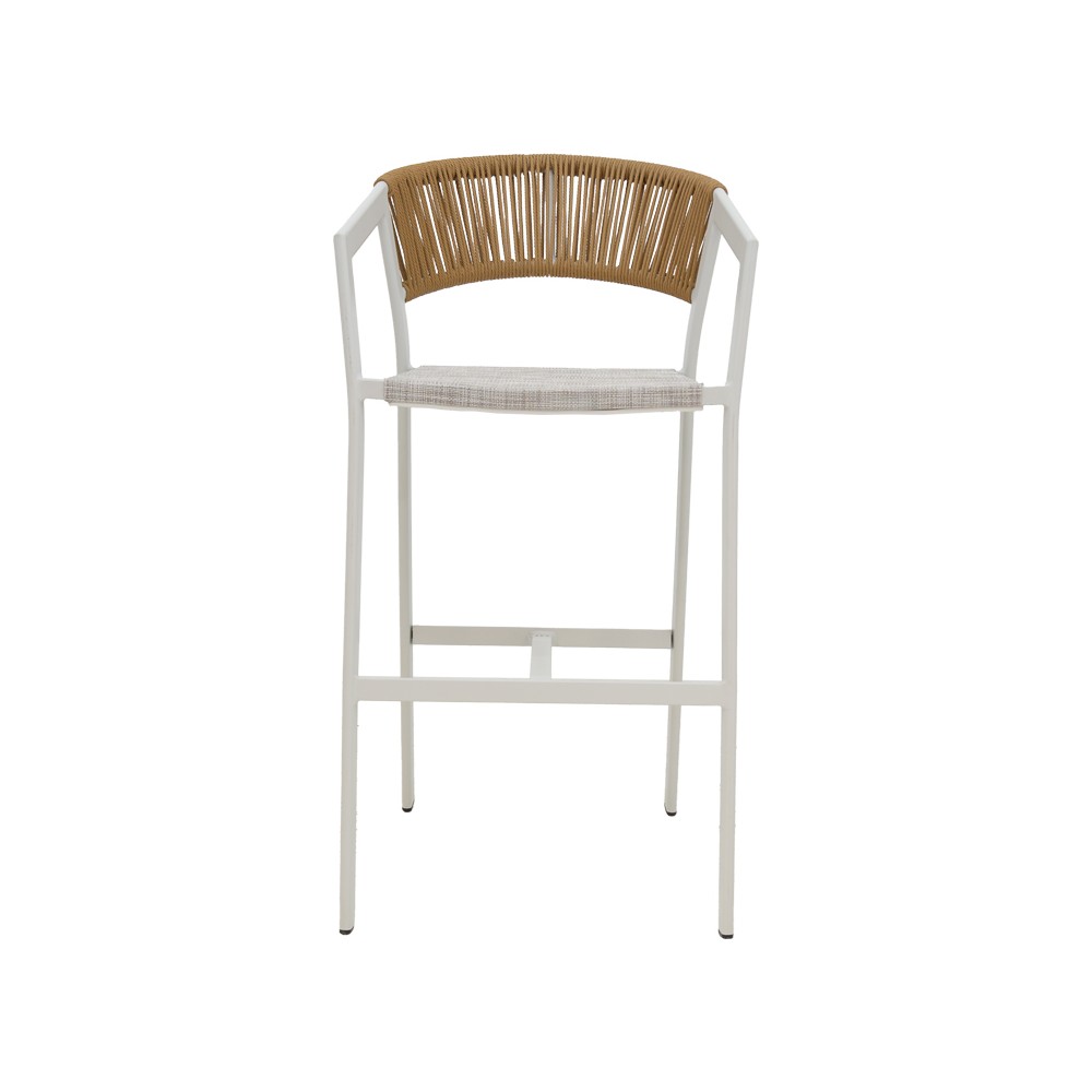 Tabouret de bar en aluminium rotin blanc 53x58x103 cm
