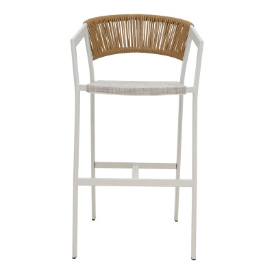 Tabouret de bar en aluminium rotin blanc 53x58x103 cm
