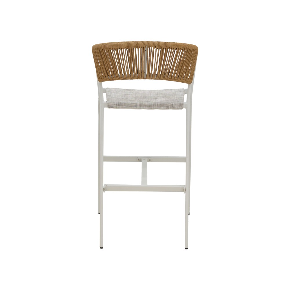 Tabouret de bar en aluminium rotin blanc 53x58x103 cm
