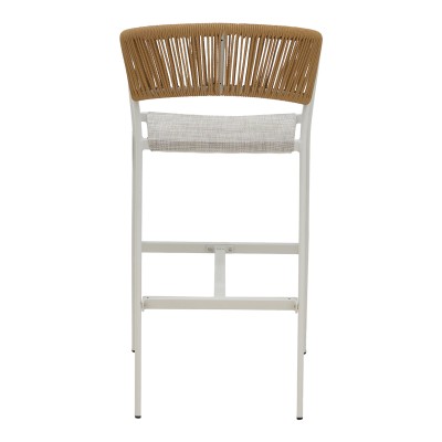 Tabouret de bar en aluminium rotin blanc 53x58x103 cm
