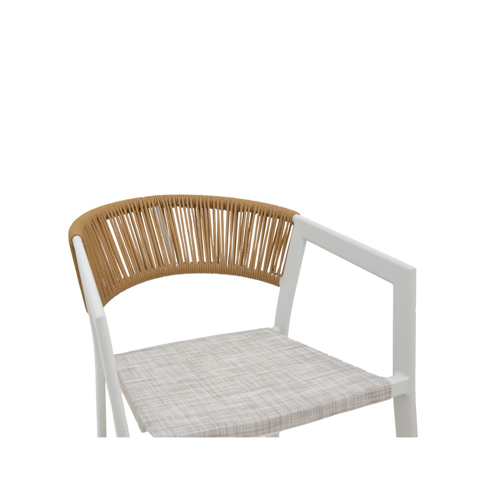 Tabouret de bar en aluminium rotin blanc 53x58x103 cm
