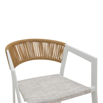 Tabouret de bar en aluminium rotin blanc 53x58x103 cm
