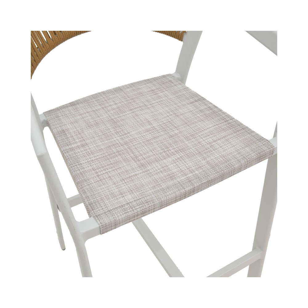 Tabouret de bar en aluminium rotin blanc 53x58x103 cm
