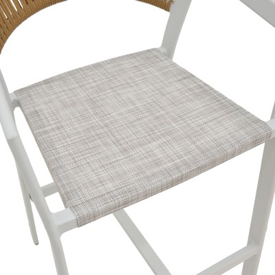 Tabouret de bar en aluminium rotin blanc 53x58x103 cm
