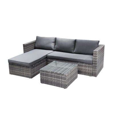 Salon de jardin Enthusiasm 2pcs rotin gris foncé-tissu