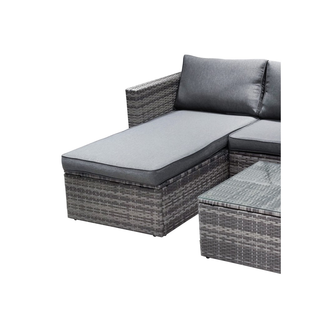 Salon de jardin Enthusiasm 2pcs rotin gris foncé-tissu