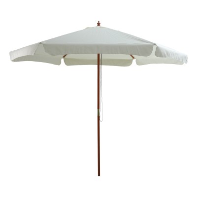 Parasol professionnel Trigo bois tissu blanc cassé Φ3m