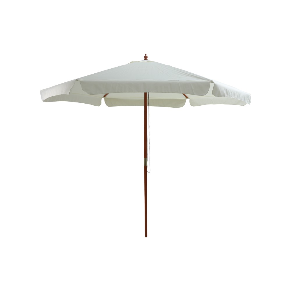 Parasol professionnel Trigo bois tissu blanc cassé Φ3m