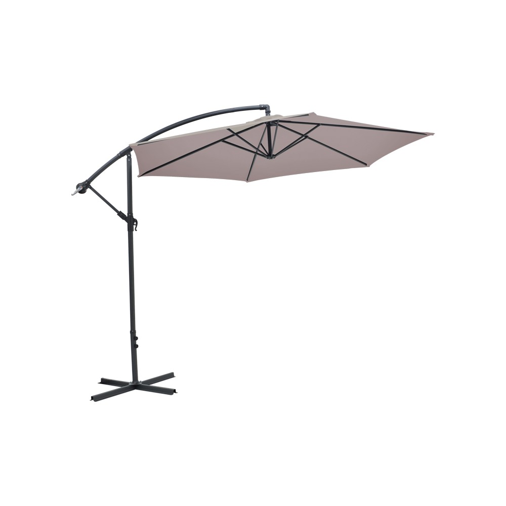 Parasol de jardin  avec  toile monobloc aluminium-tissu beige-gris Φ3m