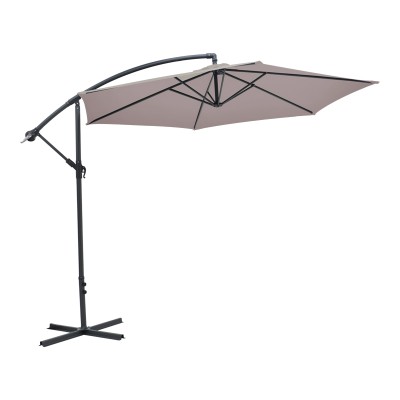 Parasol de jardin  avec  toile monobloc aluminium-tissu beige-gris Φ3m