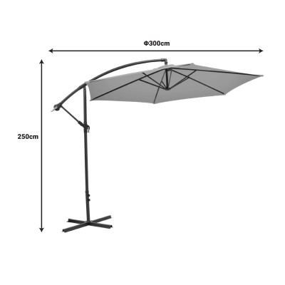 Parasol de jardin  avec  toile monobloc aluminium-tissu beige-gris Φ3m