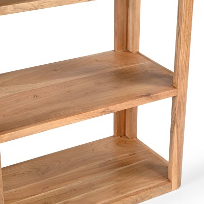 Bibliothèque bois d'acacia massif 76x40,5x152 cm