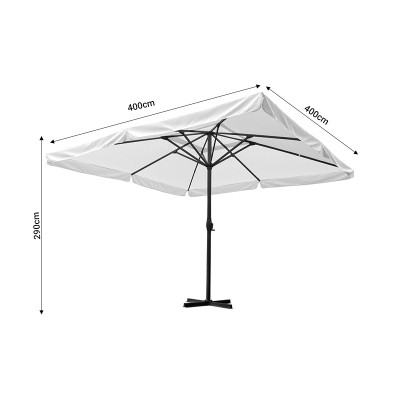 Parasol professionnel  monobloc maille aluminium-tissu beige 4x4x2,9m