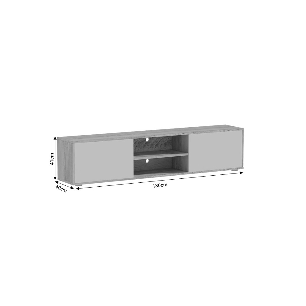 Meuble TV Darion mélamine blanc naturel 180x40x41cm