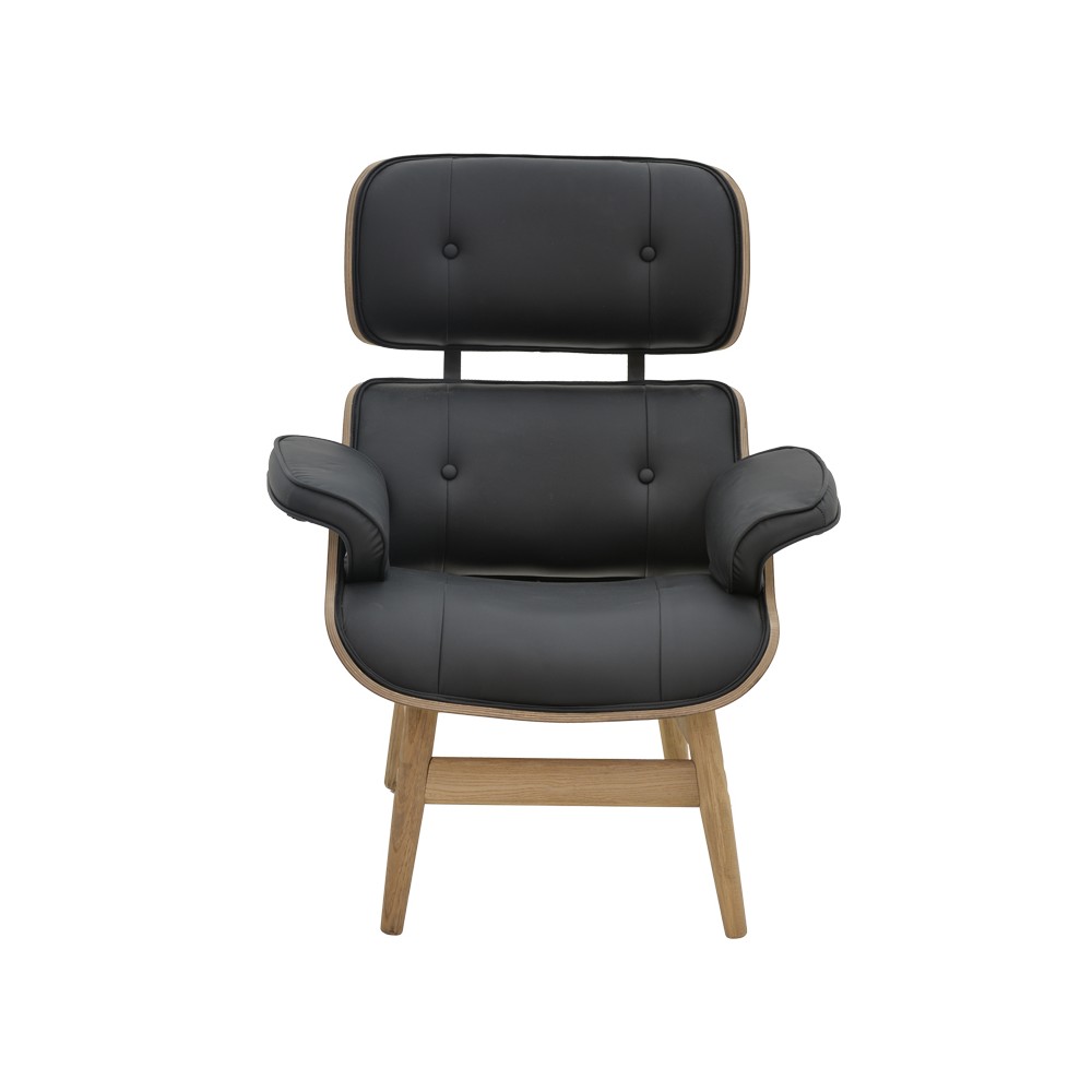 Fauteuil cuir bois massif noyer noir 80x80x96,5 cm