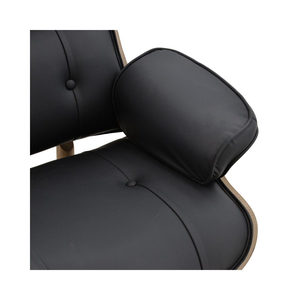 Fauteuil cuir bois massif noyer noir 80x80x96,5 cm