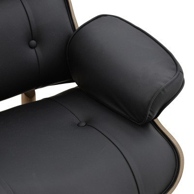 Fauteuil cuir bois massif noyer noir 80x80x96,5 cm