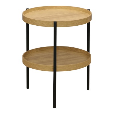 Table d'appoint Portogie mdf naturel-métal noir D40x50cm