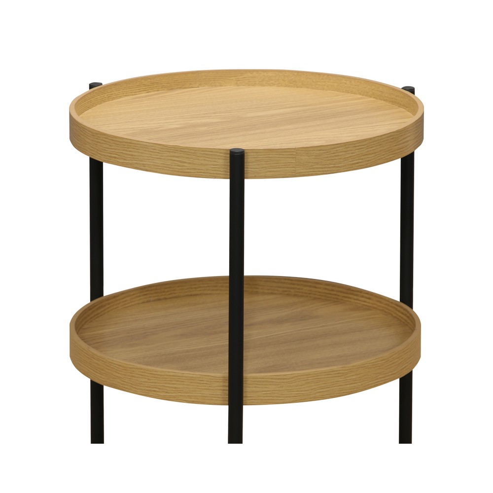 Table d'appoint Portogie mdf naturel-métal noir D40x50cm