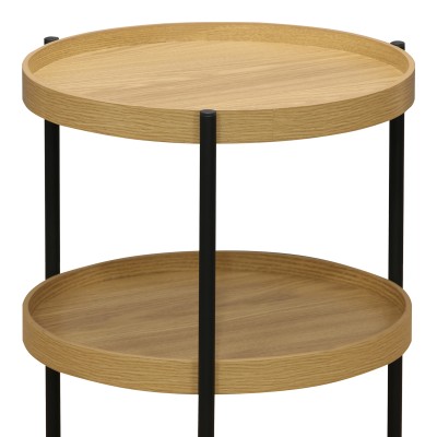 Table d'appoint Portogie mdf naturel-métal noir D40x50cm