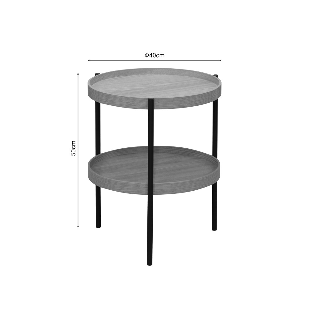 Table d'appoint Portogie mdf naturel-métal noir D40x50cm