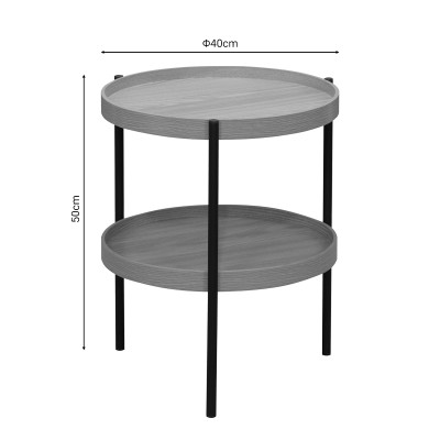 Table d'appoint Portogie mdf naturel-métal noir D40x50cm