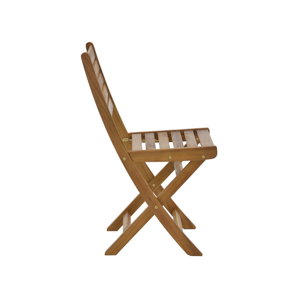 Chaise pliante de jardin en bois acacia naturel 40x53x82cm