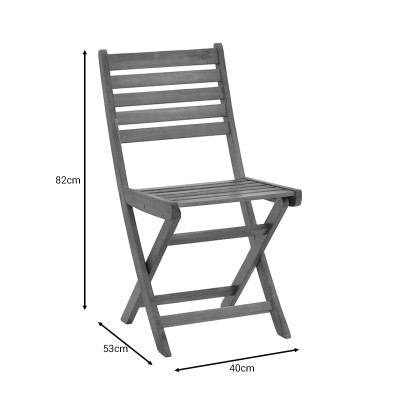 Chaise pliante de jardin en bois acacia naturel 40x53x82cm