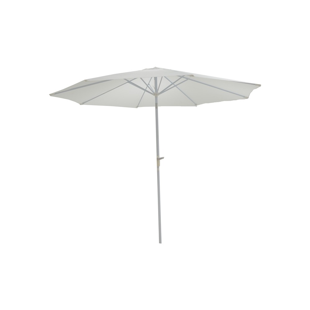 Parasol jardin blanc aluminium-beige tissu Φ3m