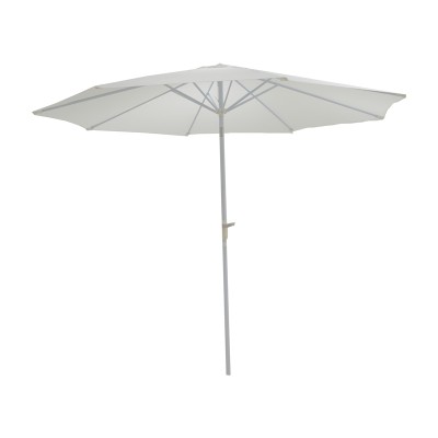 Parasol jardin blanc aluminium-beige tissu Φ3m