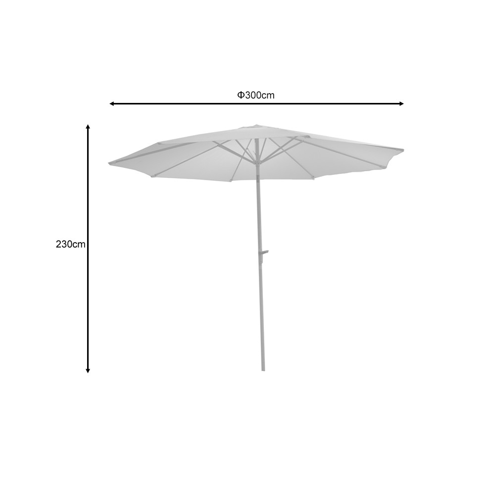 Parasol jardin blanc aluminium-beige tissu Φ3m