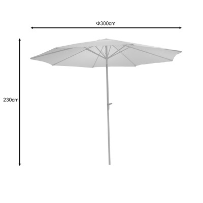 Parasol jardin blanc aluminium-beige tissu Φ3m