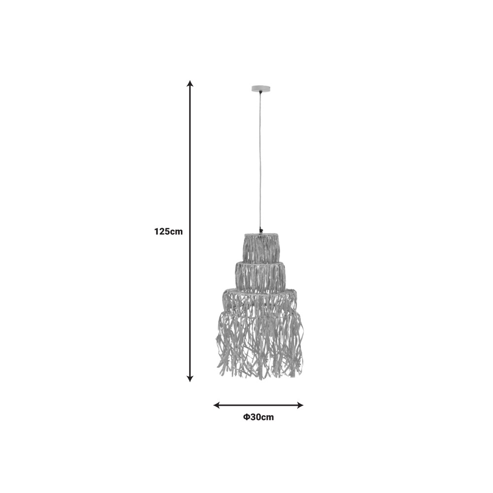Plafonnier suspension luminaire papier tressé 30x125 cm