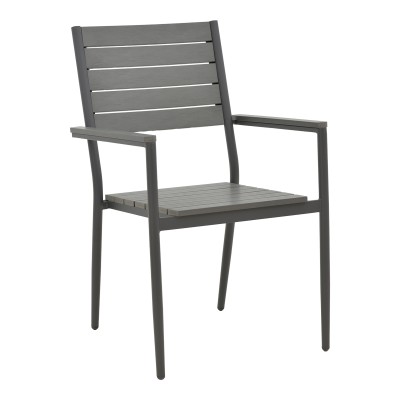 Chaise de jardin aluminium anthracite- contreplaqué gris 60x56,3x89 cm