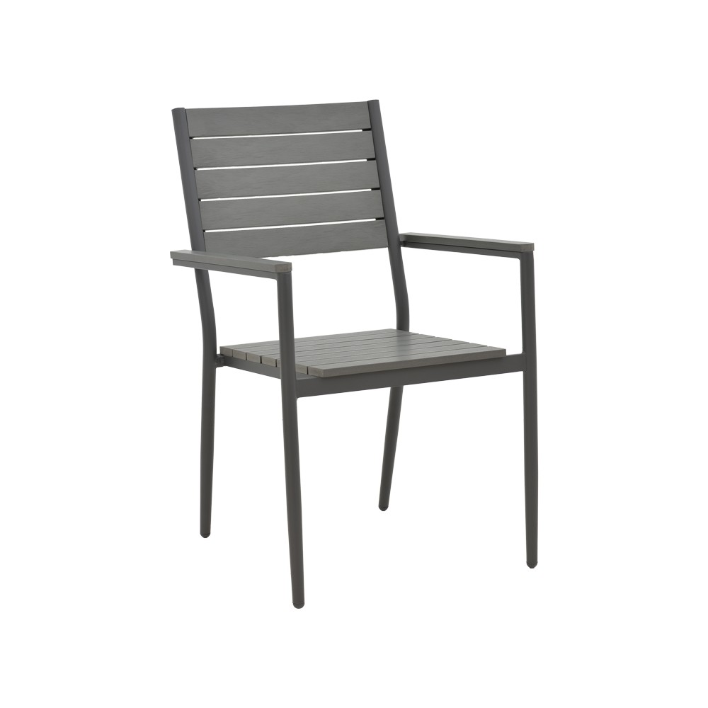 Chaise de jardin aluminium anthracite- contreplaqué gris 60x56,3x89 cm