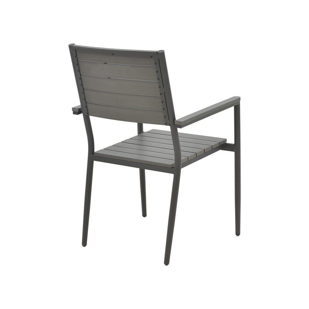 Chaise de jardin aluminium anthracite- contreplaqué gris 60x56,3x89 cm