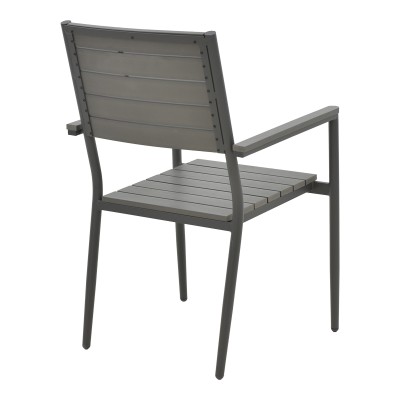 Chaise de jardin aluminium anthracite- contreplaqué gris 60x56,3x89 cm