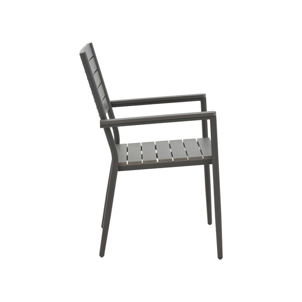 Chaise de jardin aluminium anthracite- contreplaqué gris 60x56,3x89 cm